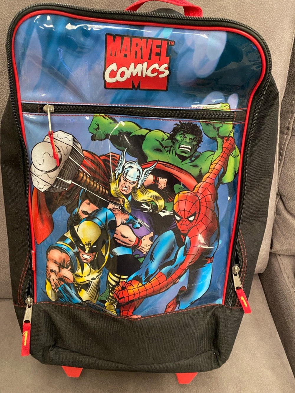 Marvel Comics Kids Rolling Backpack - Red, Blue, Black - Picture 2 of 5
